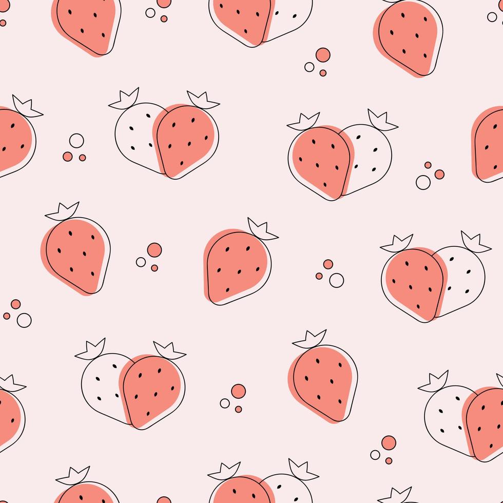 patrón sin costuras con iconos de fresas frescas. fondo de dibujos animados lindo vector. diseño de cocinas y restaurantes para telas, textiles o papel de envolver vector