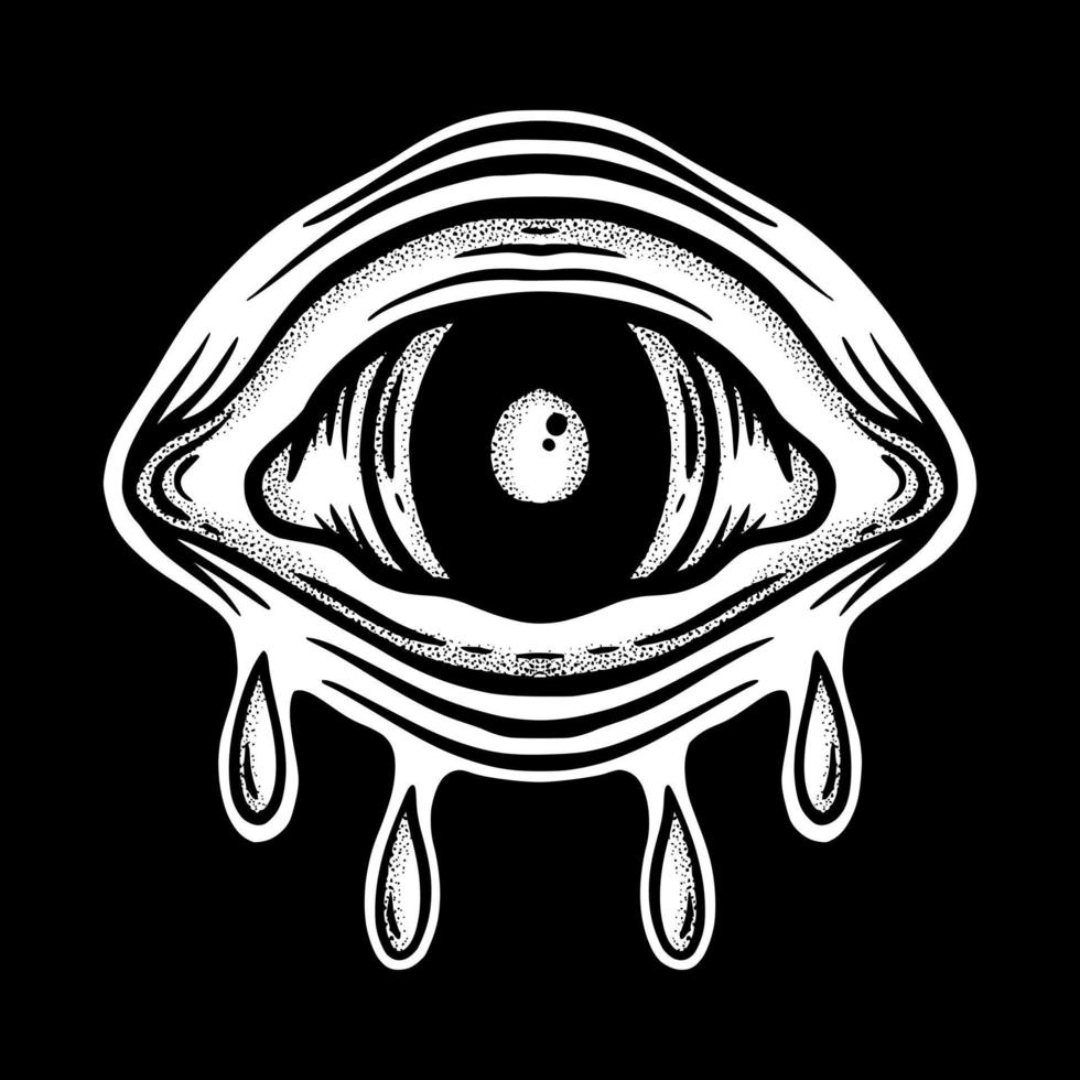 Eye art vintage Illustration hand drawn black and white vector for tattoo, sticker, logo etc