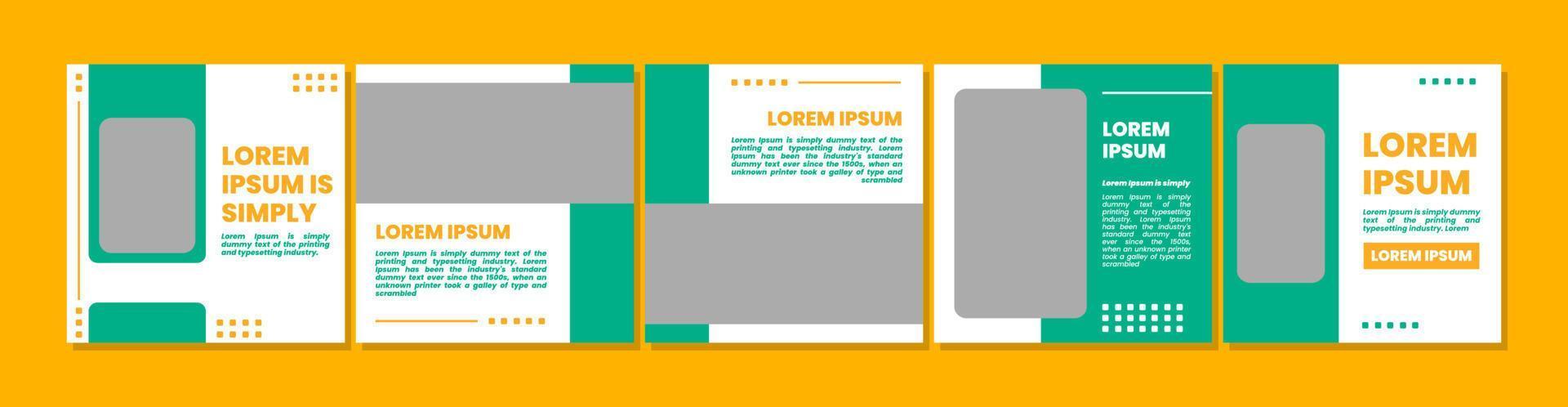 carousel or microblog template for social media posts. social media banner or template with green and orange colors vector