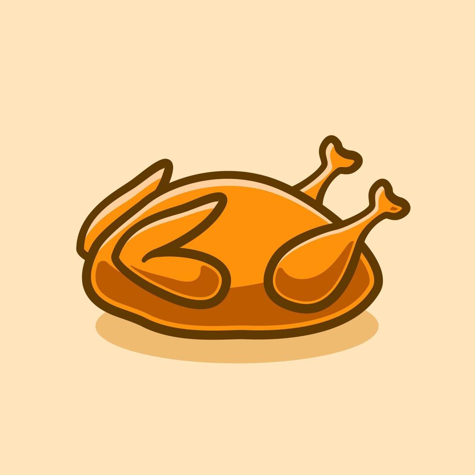 roast chicken cute illustration concept in cartoon style vector