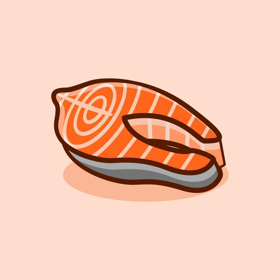 filete de pescado lindo concepto de ilustración en estilo de dibujos animados vector