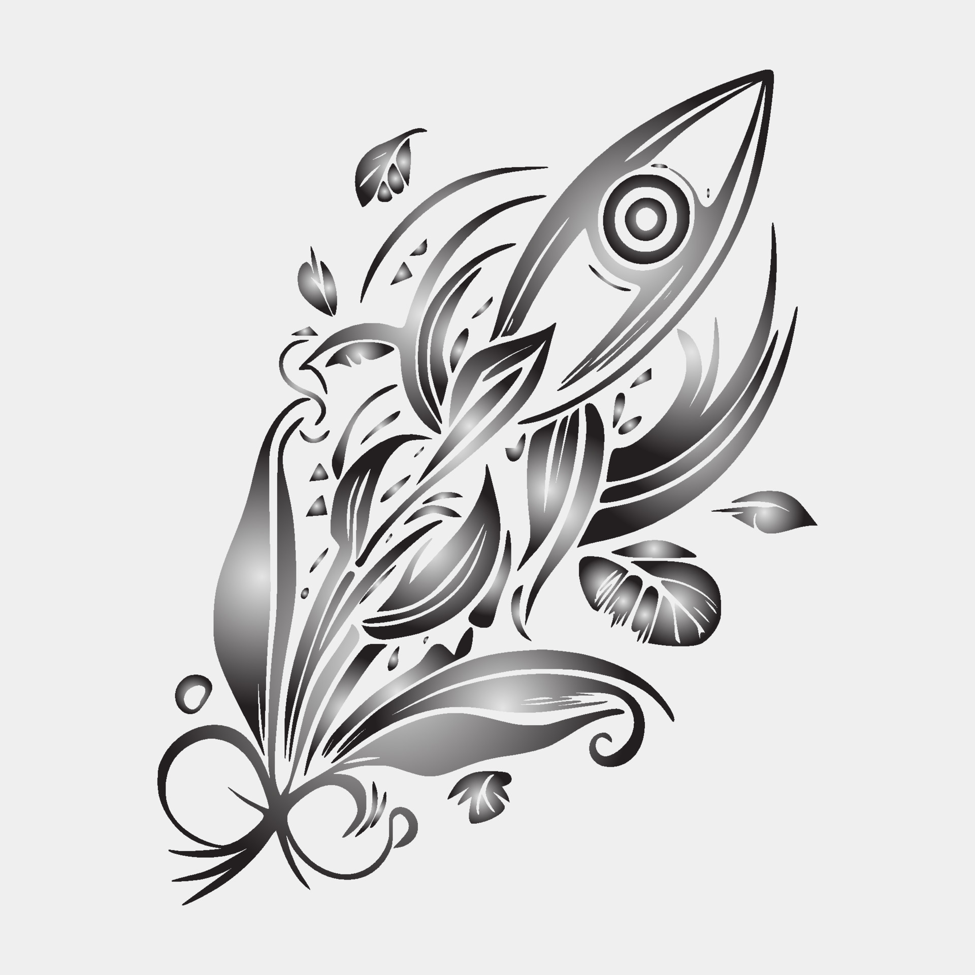 Set Flaming cat on White Background. Tribal Stencil Tattoo Design