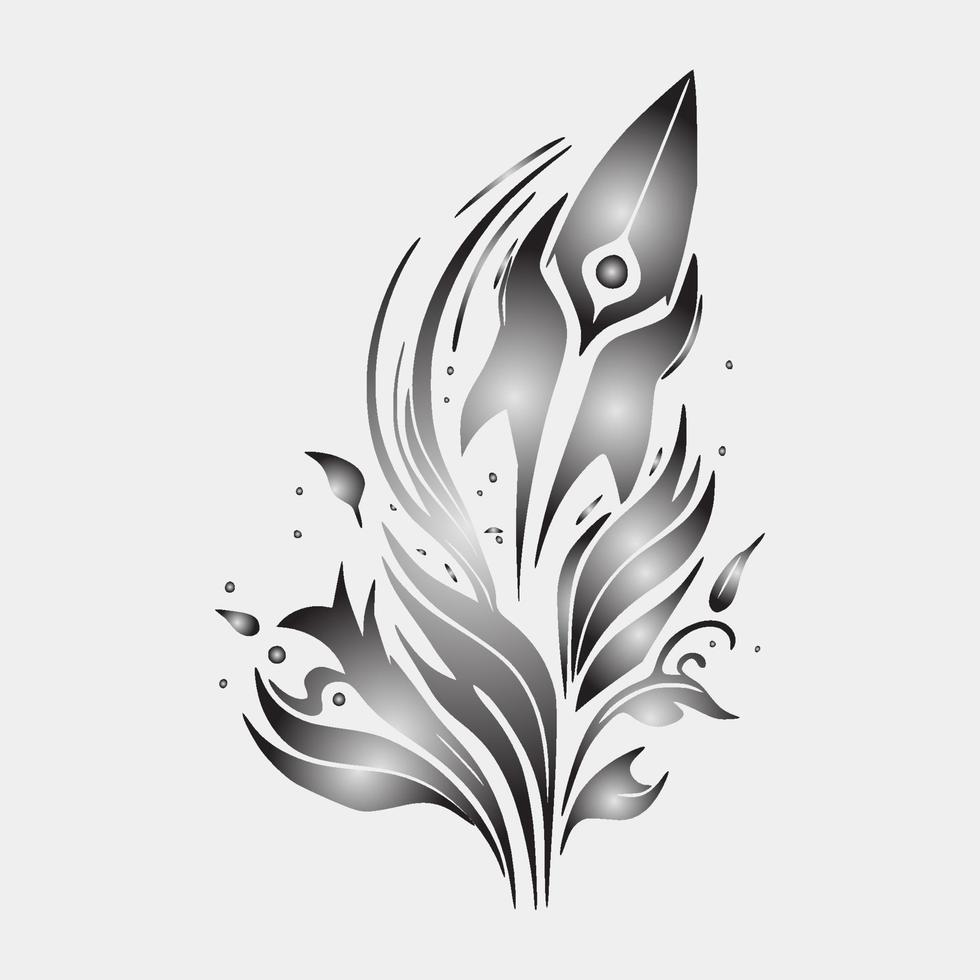 Set Flaming arrow on White Background. Tribal Stencil Tattoo Design Concept. Flat Vector Illustration.