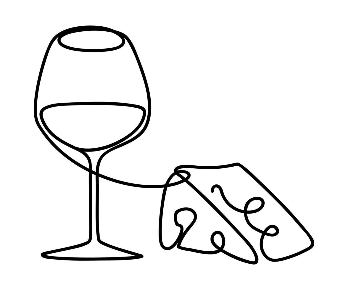 A glass of wine, great design for any purposes. Line art. vector