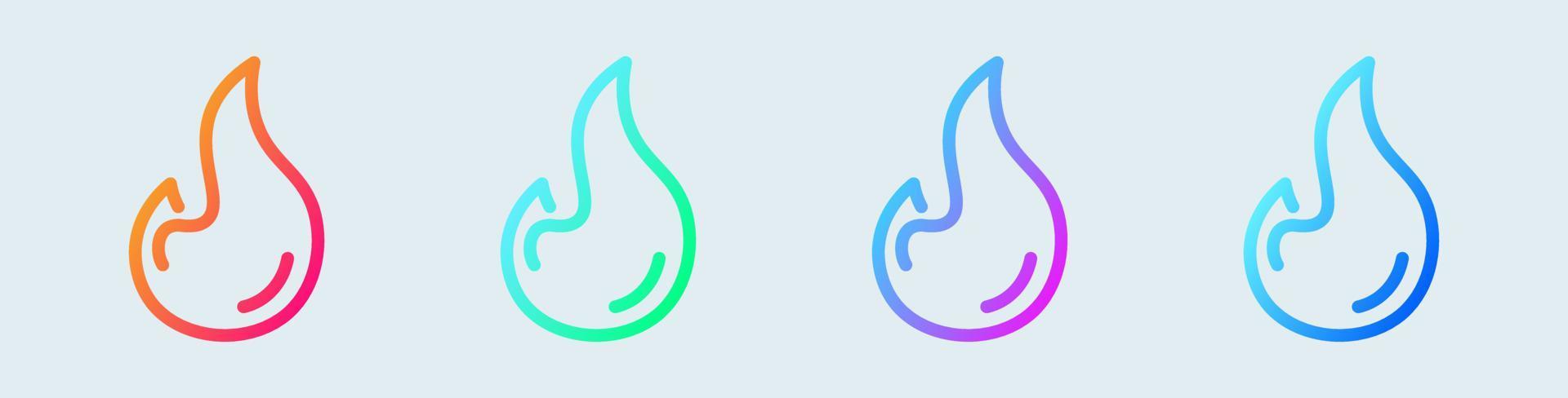 icono de línea de fuego en colores degradados. ilustración de vector de signos de llama.