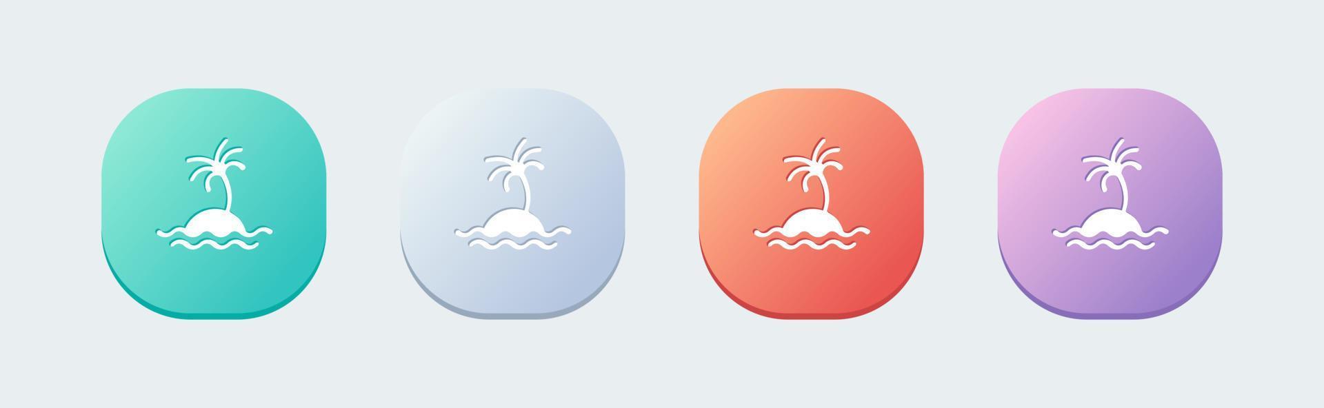 Island solid icon in flat design style. Tropical signs vector illustration.