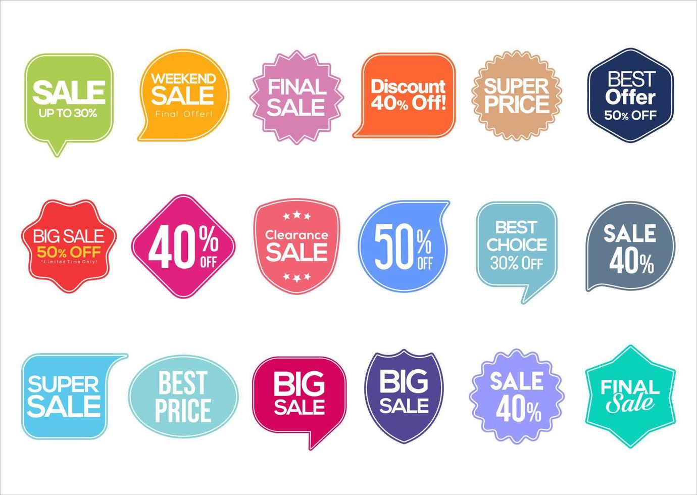 Sale stickers and tags colorful collection vector illustration 17294226