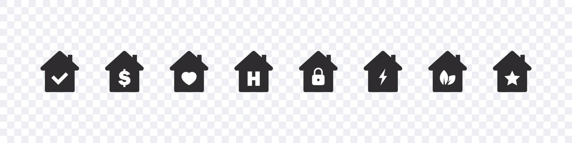 conjunto de iconos de inicio. iconos de la casa inteligente. bienes raíces. símbolos de casas de estilo plano. iconos vectoriales vector