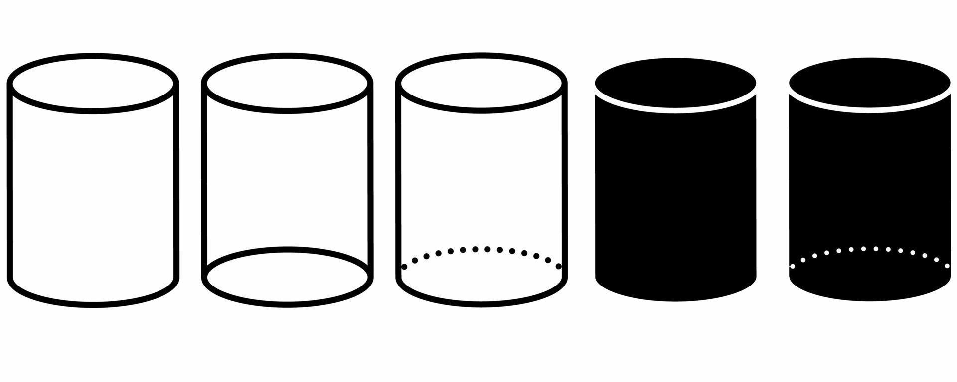 outline silhouette cylinder icon set isolated on white background vector