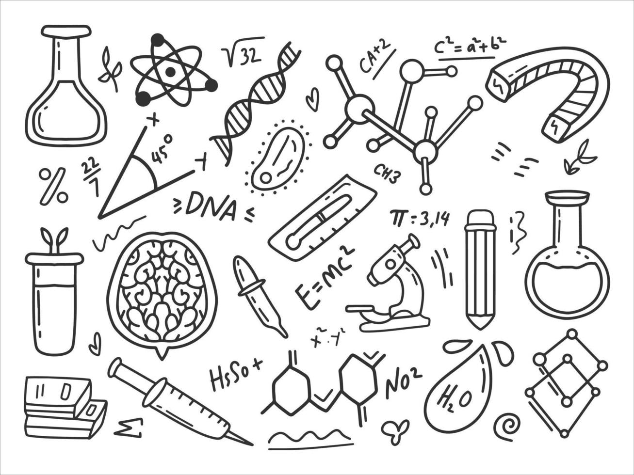 Science theme doodle vector