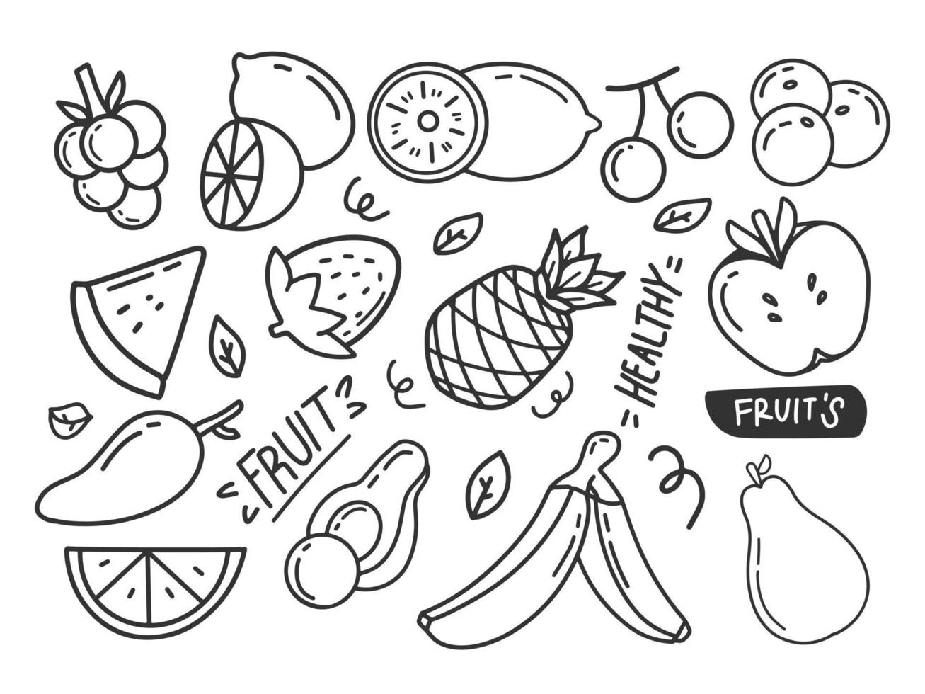 garabato de tema de frutas vector