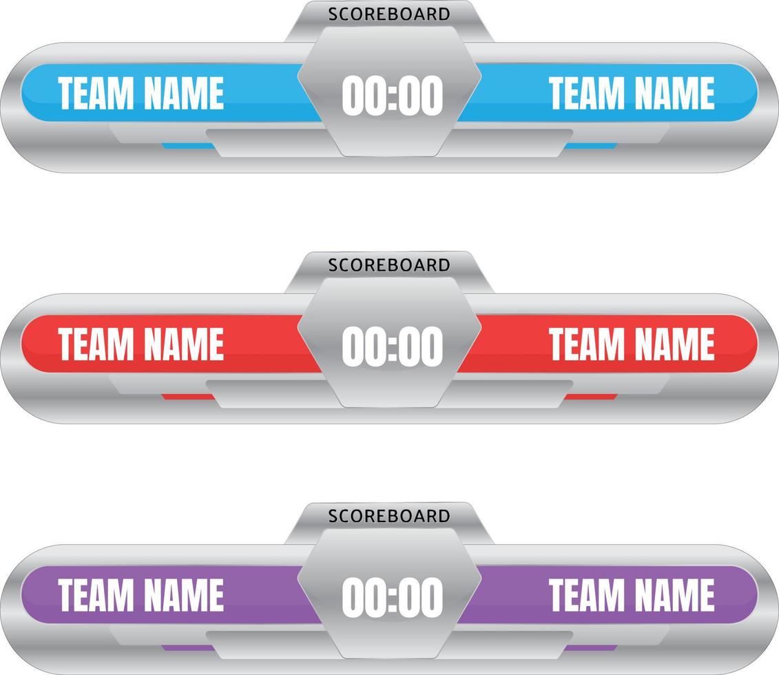 digital scoreboard broadcast graphic lower third sport match vector