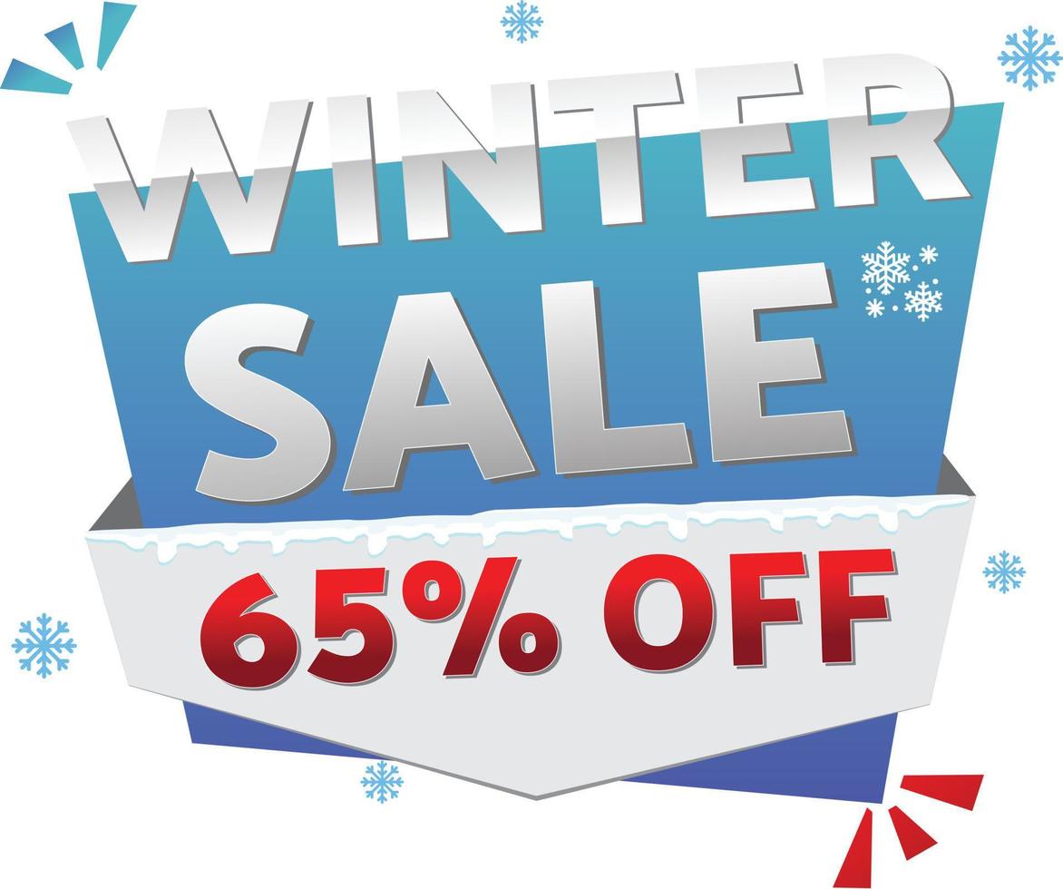 winter sale promotion banner with geometric modern text box clipart design vector