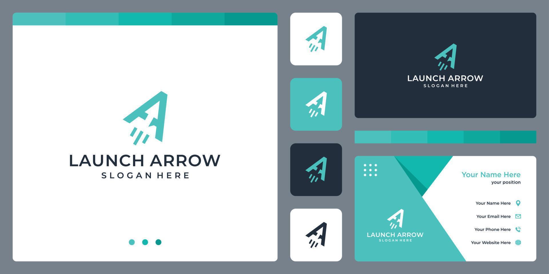 initial letter A logo design inspiration arrow and launch. business card template design. vector