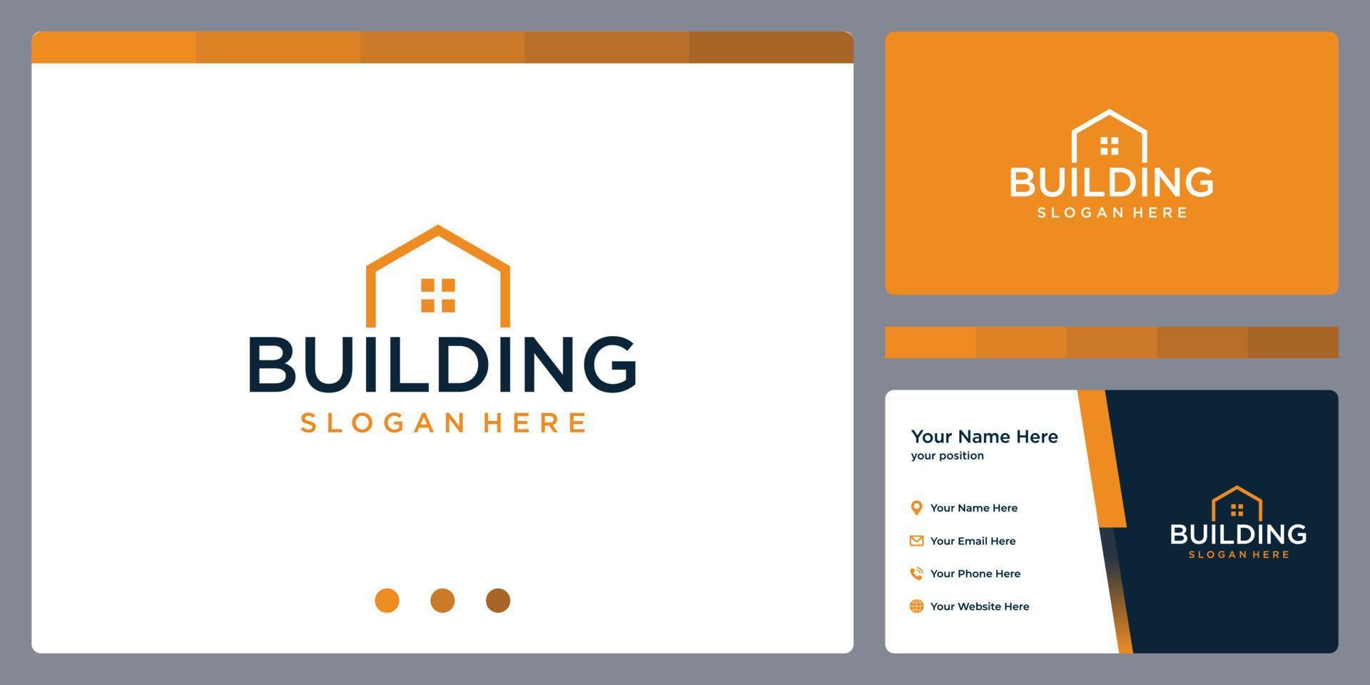 real estate building logo design template and business card design. vector