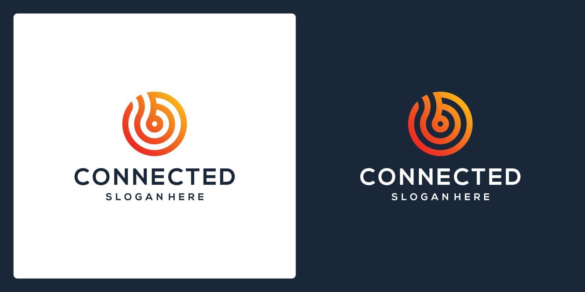 technology logo connected with initial letter b monogram. premium vector