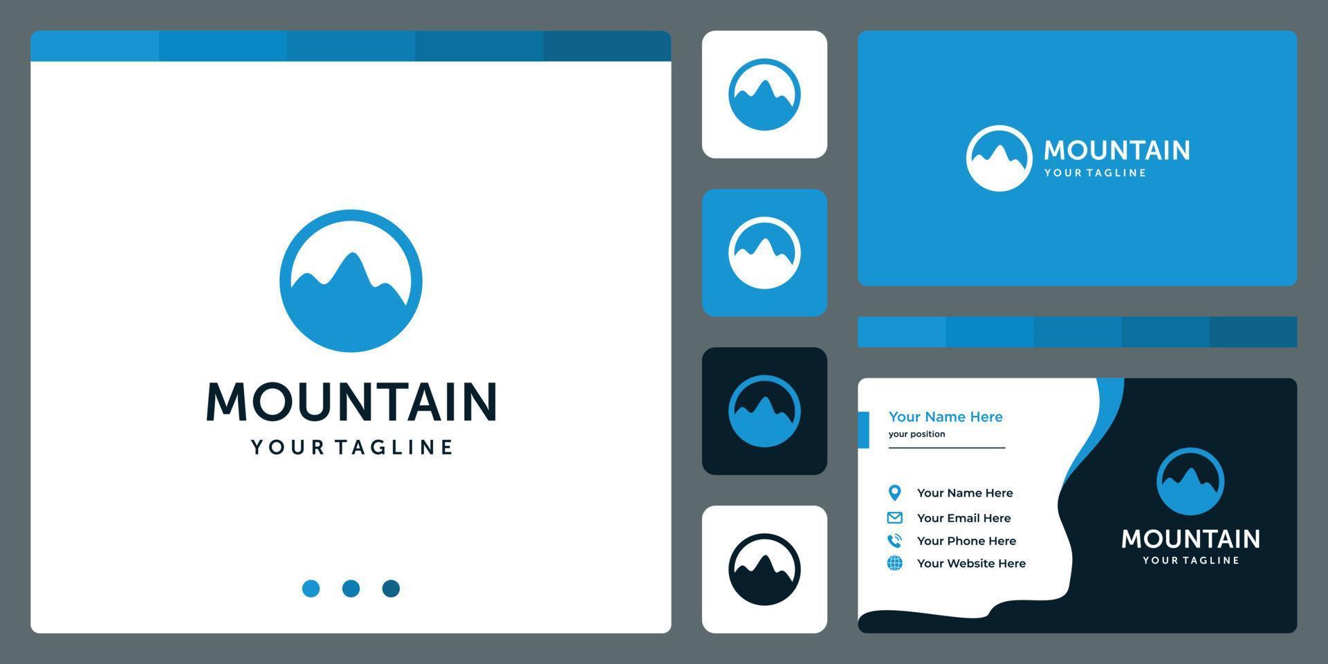 mountain logo shape inspiration with circle. business card template design. vector