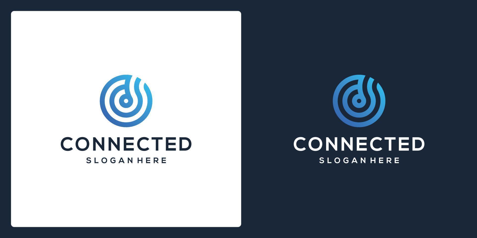 technology logo connected with initial letter monogram d. premium vector