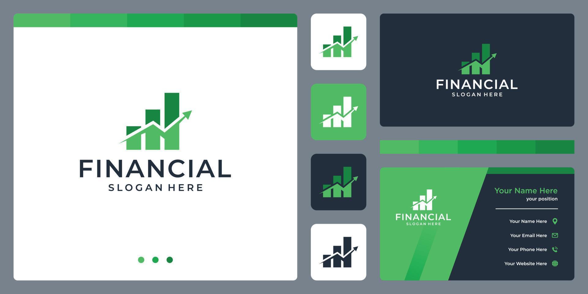 investment chart logo design and analytics. business card template design. vector