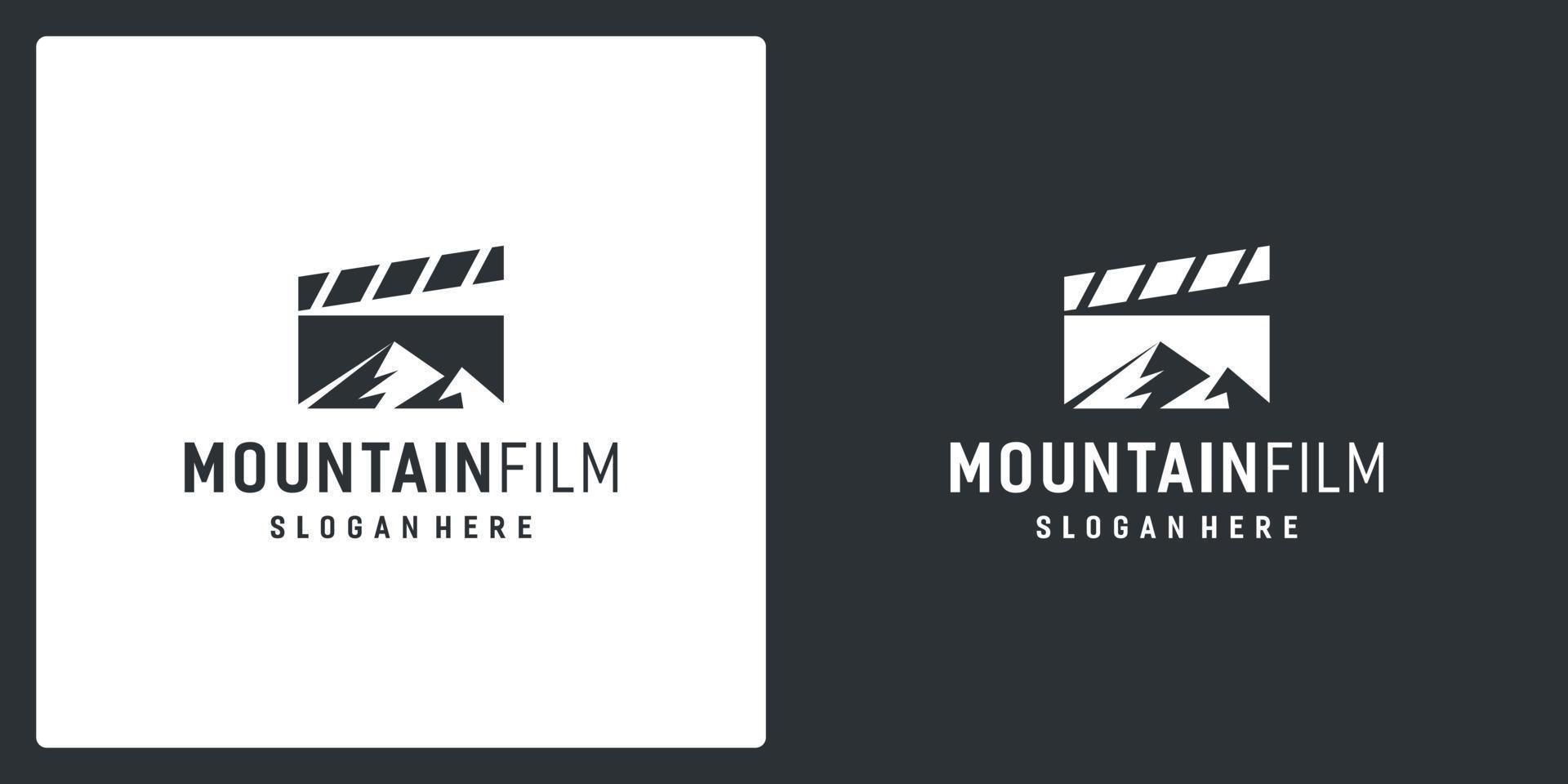 film strip logo inspiration and mountain logo. premium vector