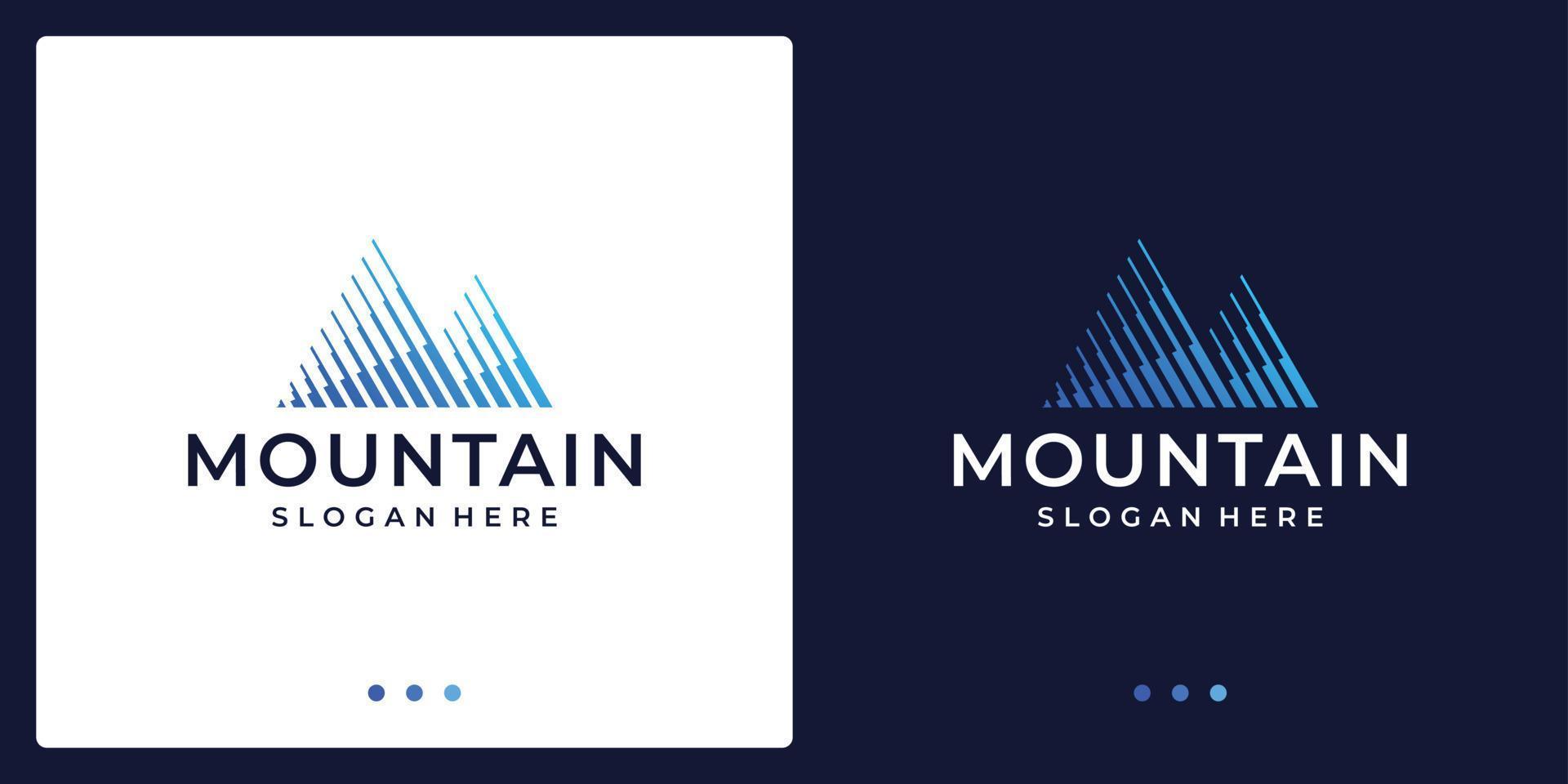 Creative mountain logo with line. symbol for modern marketing, analytic. Premium Vector