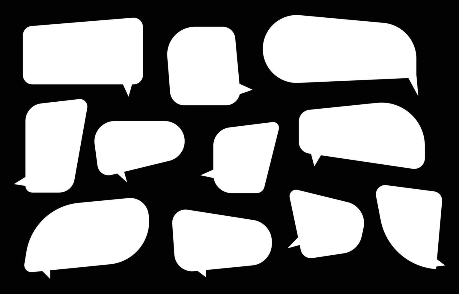 Set speech bubbles on black background. chat box or chat vector square and doodle message or communication icon Cloud speaking for comics and minimal message dialog
