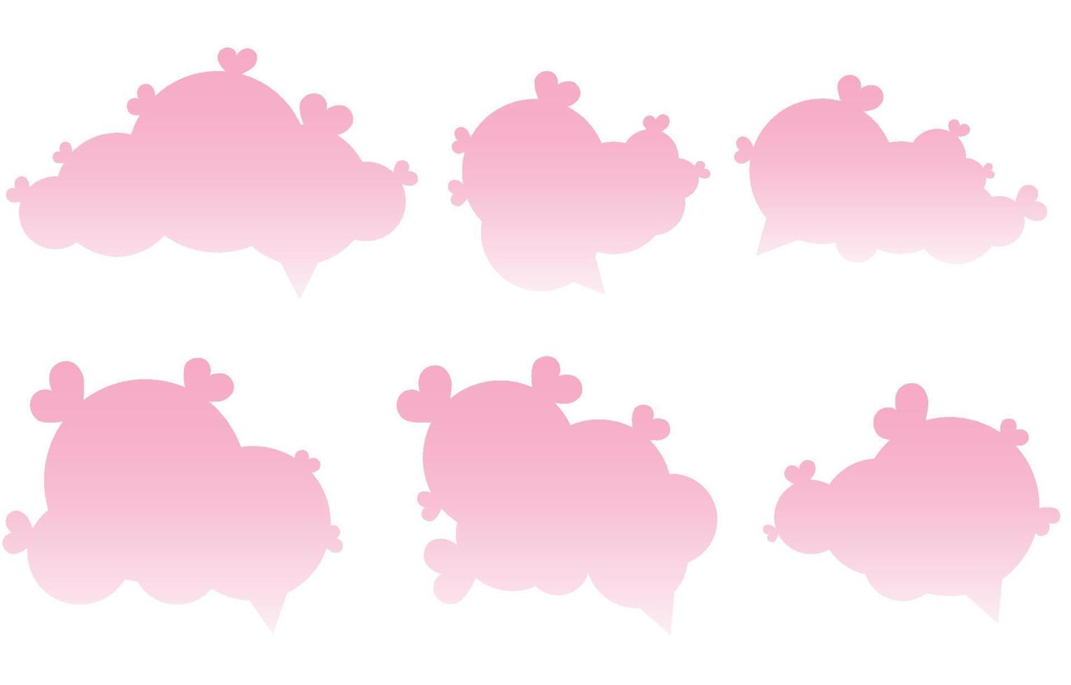 Set valentine speech bubbles on white background. decorated with hearts. chat vector square and doodle message or communication icon Cloud speaking for comics and minimal message dialog