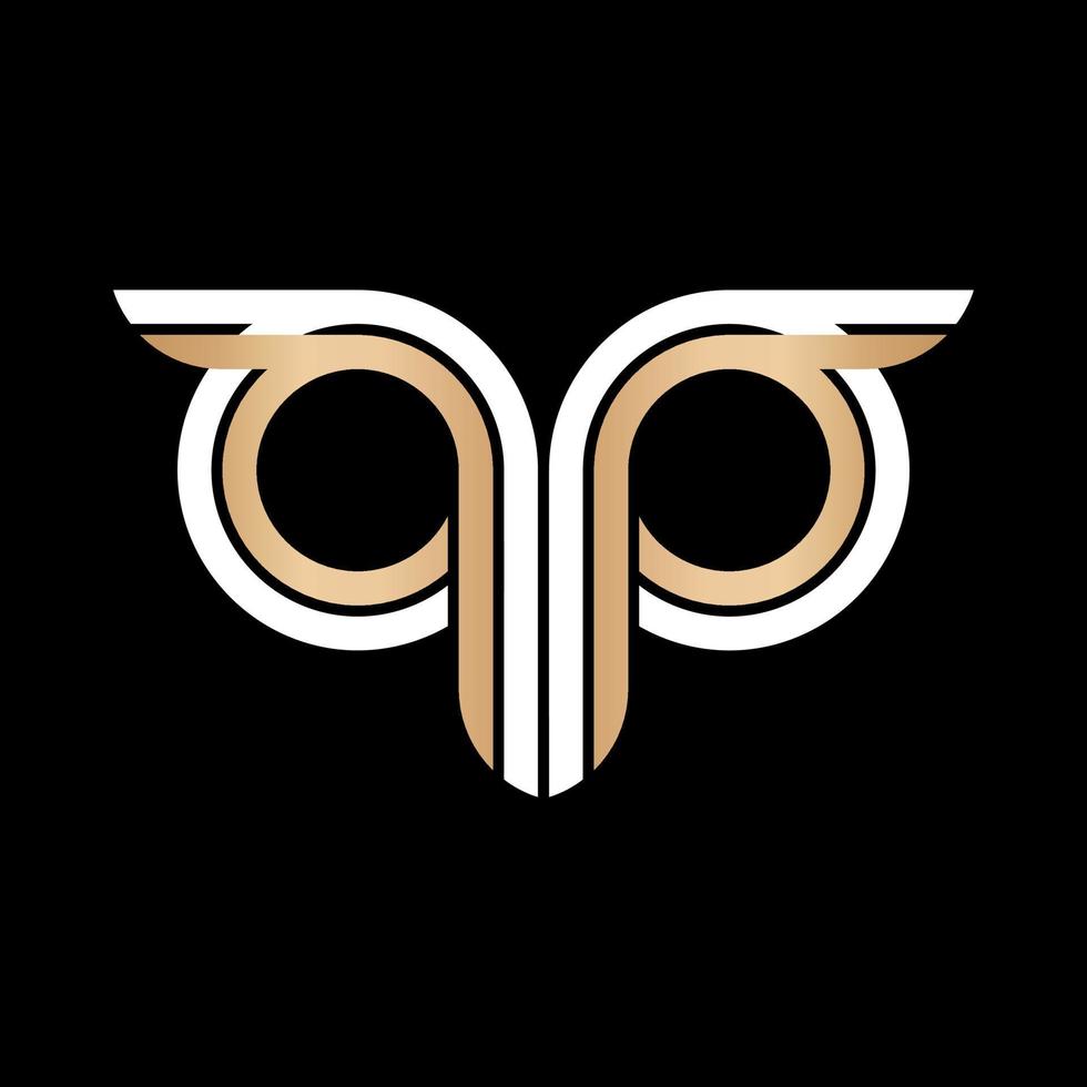 Owl Totem Abstract Vector Sign, Emblem or Logo Template. Golden Line Style Geometry Emblem. Dark Green Background.