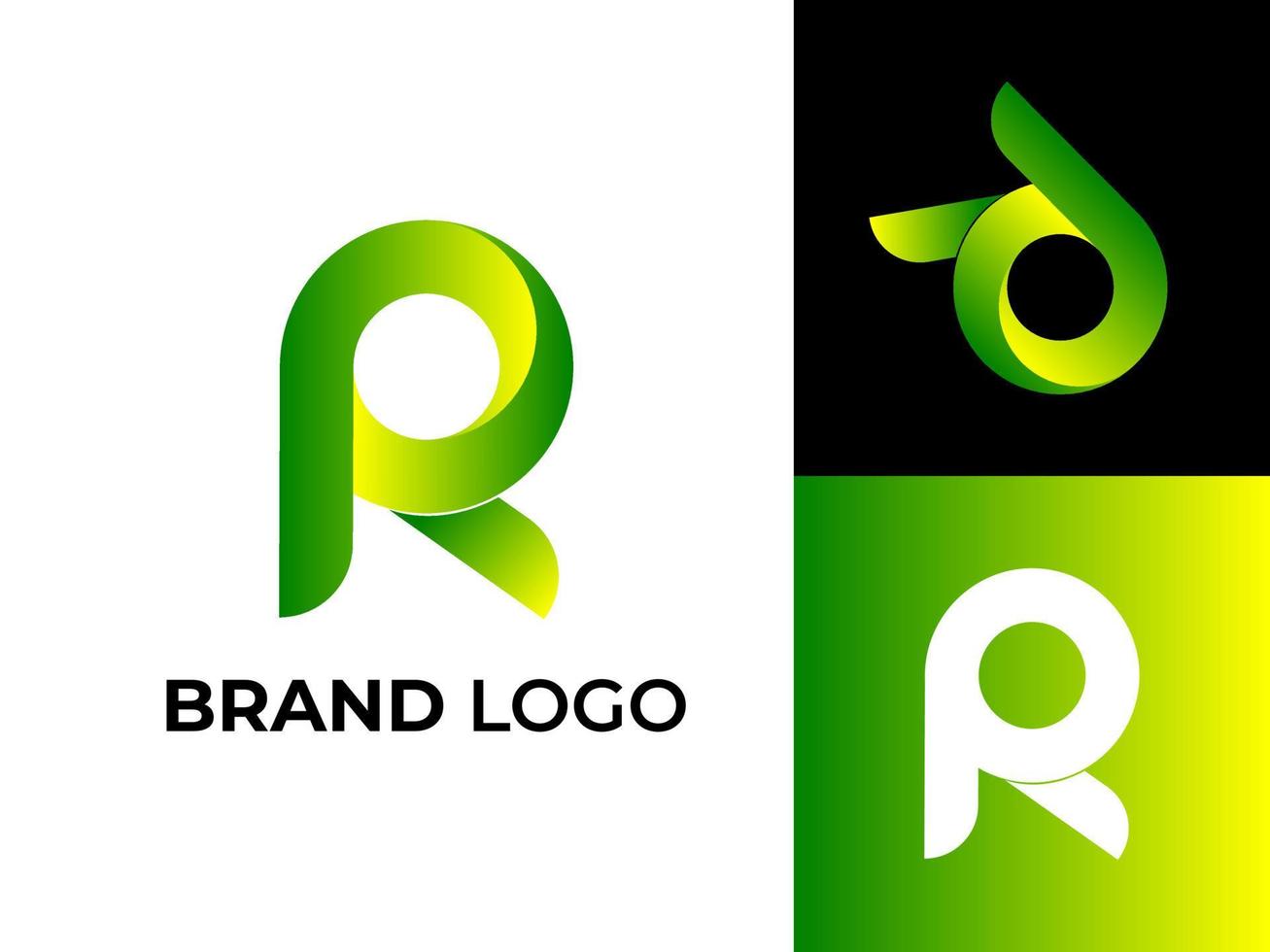 logotipo de color vibrante de letra r y conejo vector