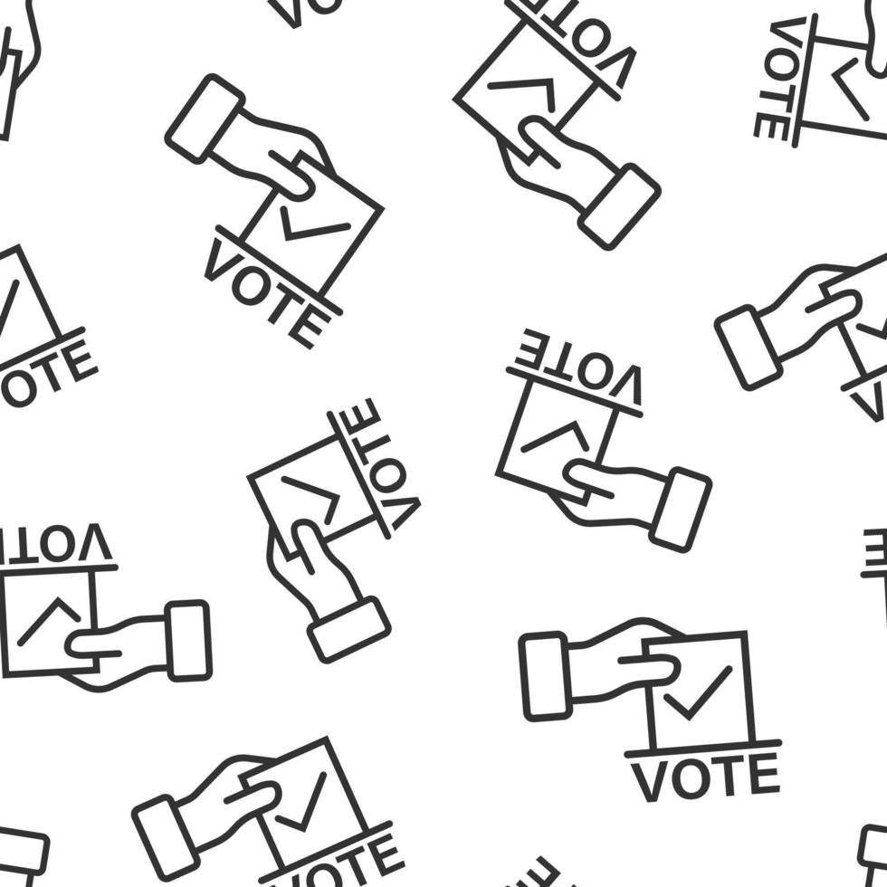 icono de voto en estilo plano. Ilustración de vector de urna sobre fondo blanco aislado. concepto de negocio de patrones sin fisuras electorales.