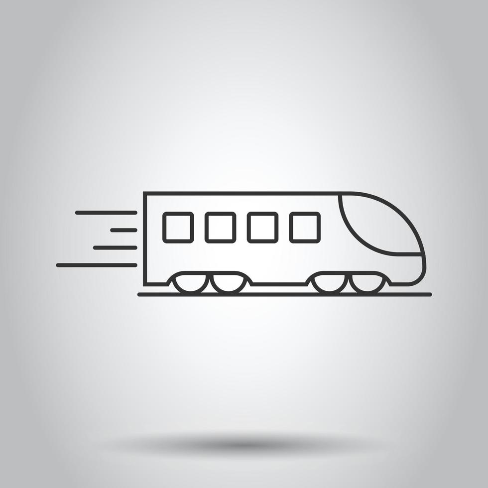 Metro icon in flat style. Train subway vector illustration on white isolated background. Railroad cargo business concept.