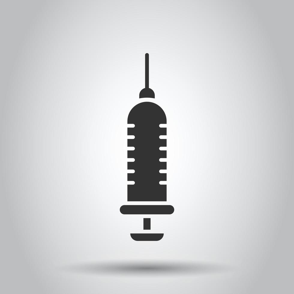 Syringe icon in flat style. Inject needle vector illustration on white isolated background. Drug dose business concept.