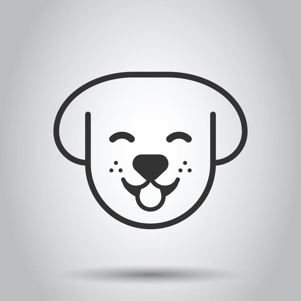 Dog head icon in flat style. Cute pet vector illustration on white isolated background. Animal business concept.