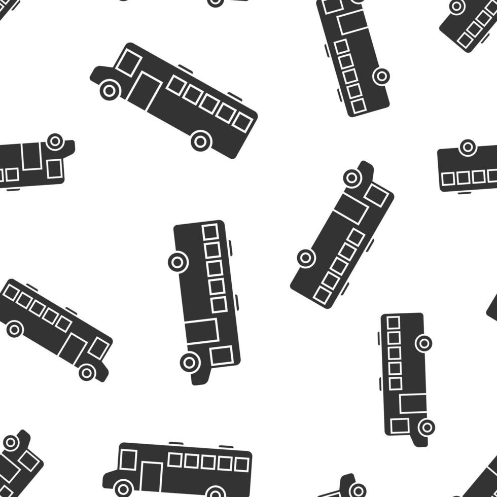 Bus icon in flat style. Coach vector illustration on white isolated background. Autobus vehicle seamless pattern business concept.