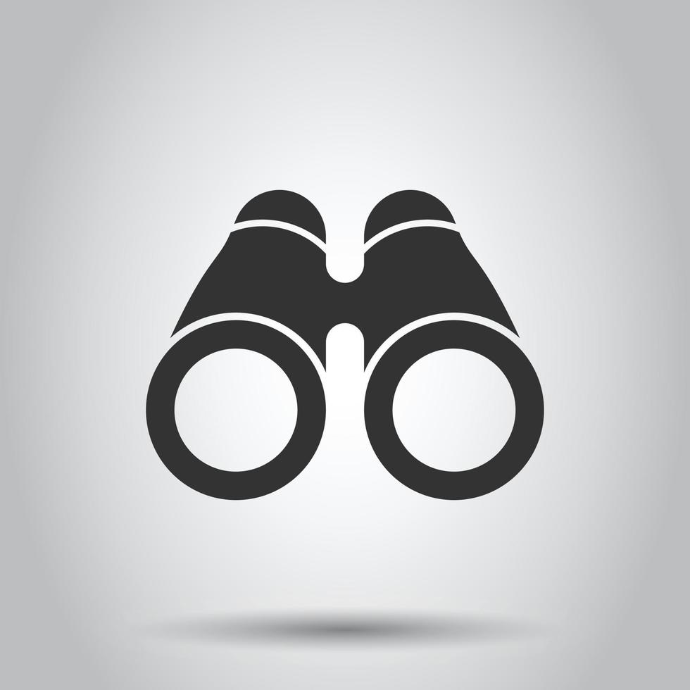 icono binocular en estilo plano. buscar ilustración vectorial sobre fondo blanco aislado. zoom concepto de negocio. vector