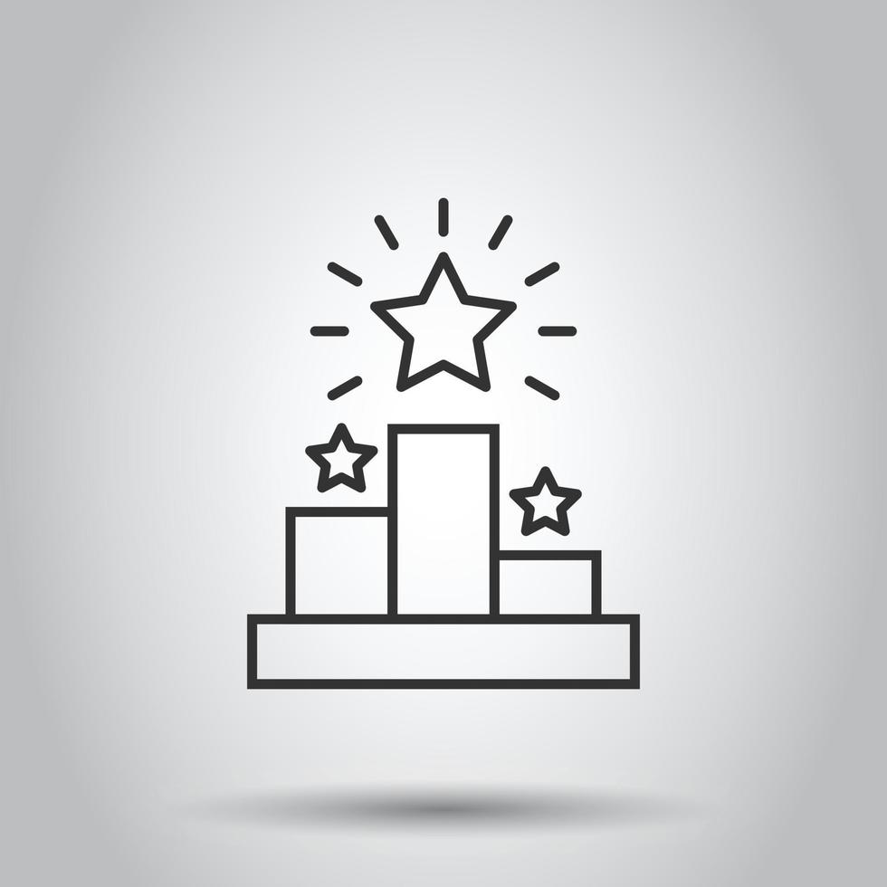 Podium icon in flat style. Pedestal vector illustration on white isolated background. Award business concept.