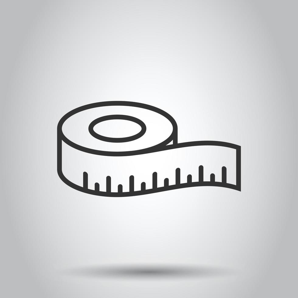 Measure tape icon in flat style. Ruler sign vector illustration on white isolated background. Meter business concept.