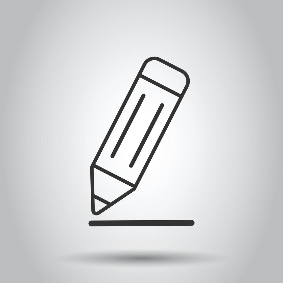 Pencil icon in flat style. Pen vector illustration on white isolated background. Drawing business concept.