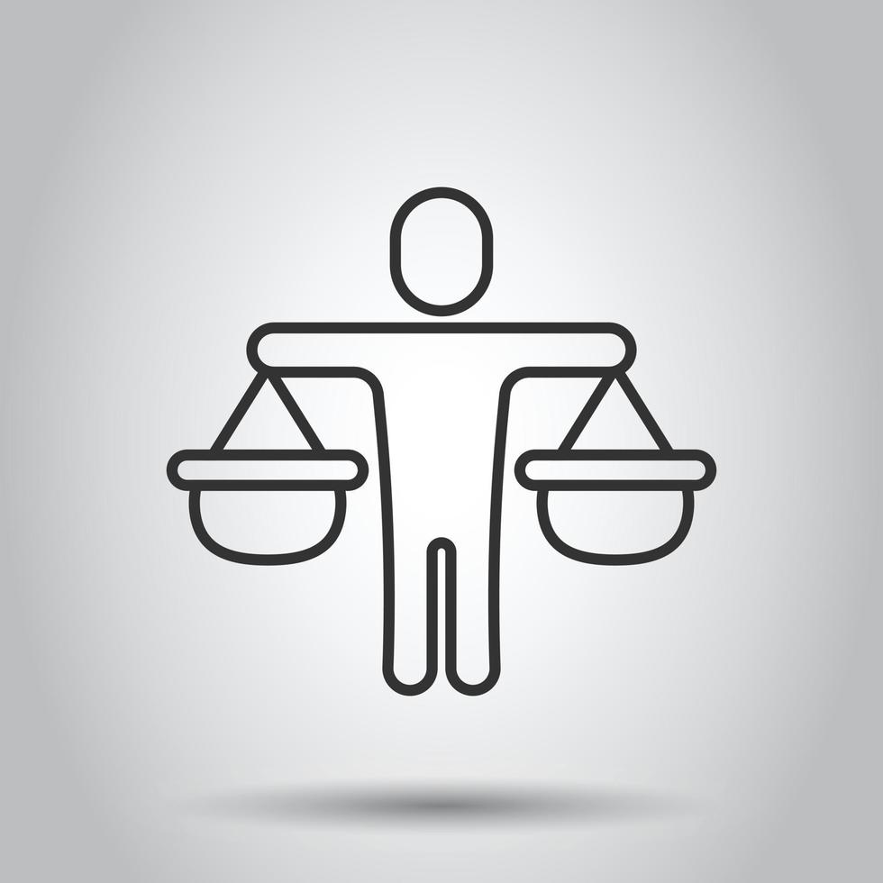 Ethic balance icon in flat style. Honesty vector illustration on isolated background. Decision business concept.
