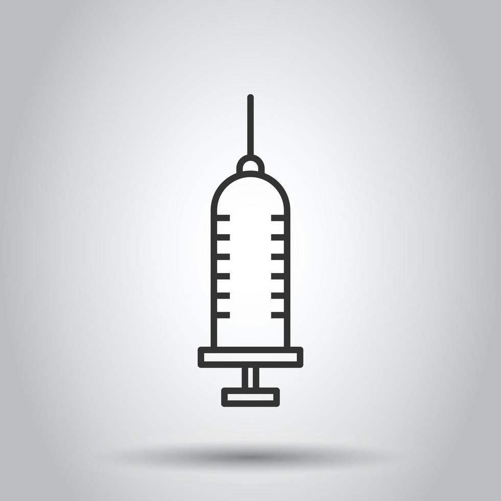 Syringe icon in flat style. Inject needle vector illustration on white isolated background. Drug dose business concept.