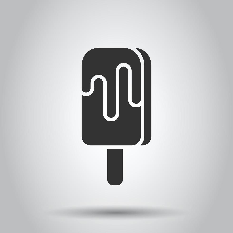 Ice cream icon in flat style. Sundae vector illustration on white isolated background. Sorbet dessert business concept.