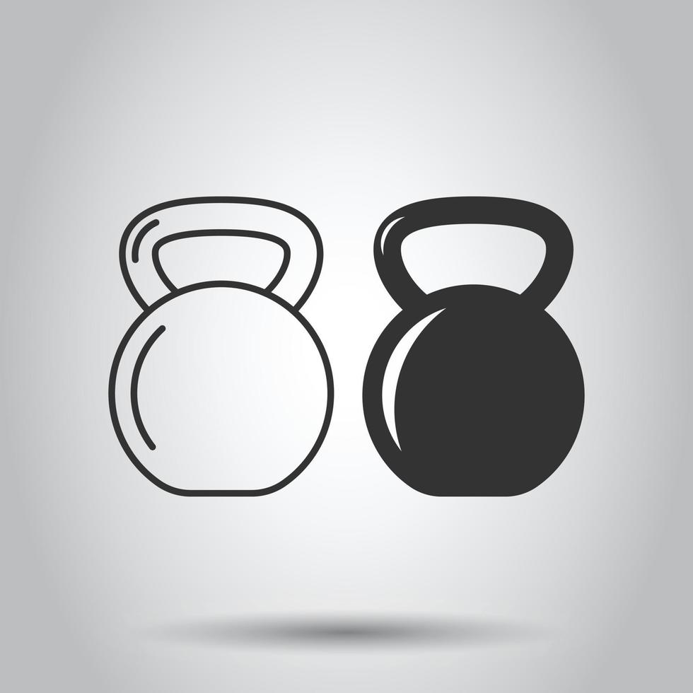 Kettlebell icon in flat style. Barbell sport equipment vector illustration on white isolated background. Dumbbell business concept.