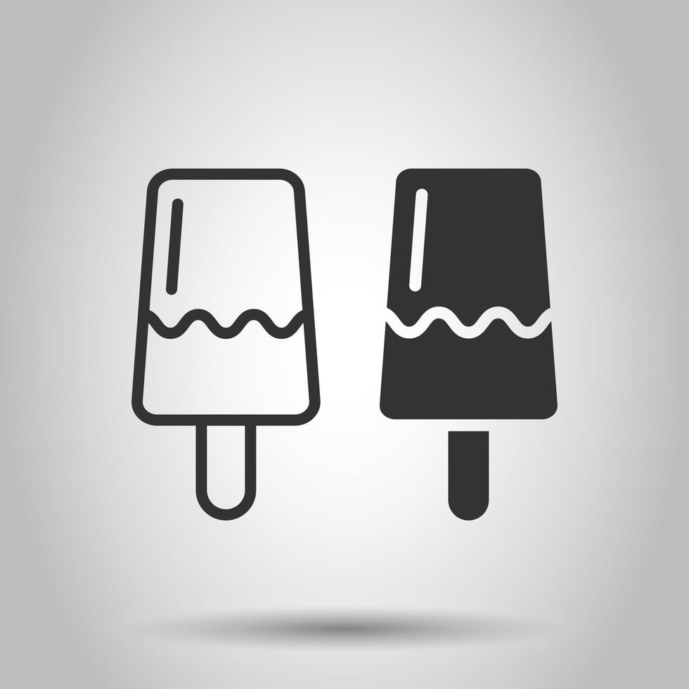 Ice cream icon in flat style. Sundae vector illustration on white isolated background. Sorbet dessert business concept.