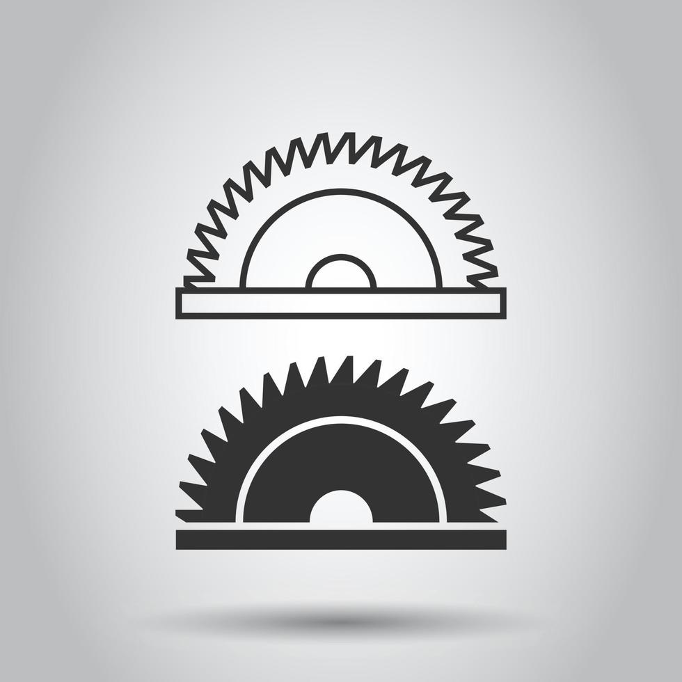 Saw blade icon in flat style. Circular machine vector illustration on white isolated background. Rotary disc business concept.