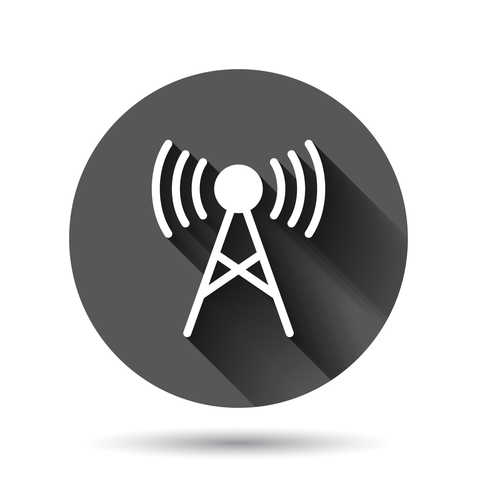 Antenna tower icon in flat style. Broadcasting vector illustration on