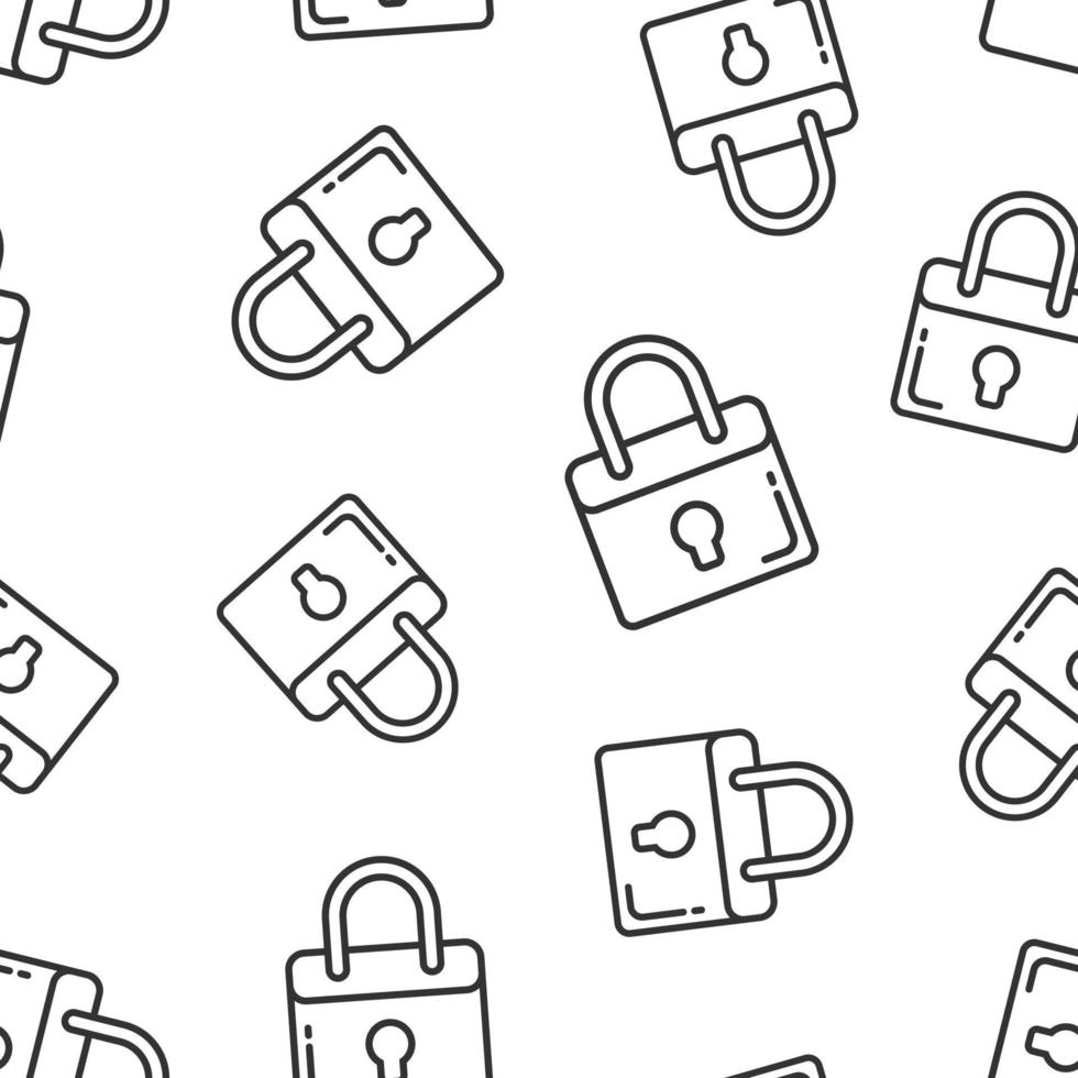 Locker icon in flat style. Padlock password vector illustration on white isolated background. Key unlock seamless pattern business concept.