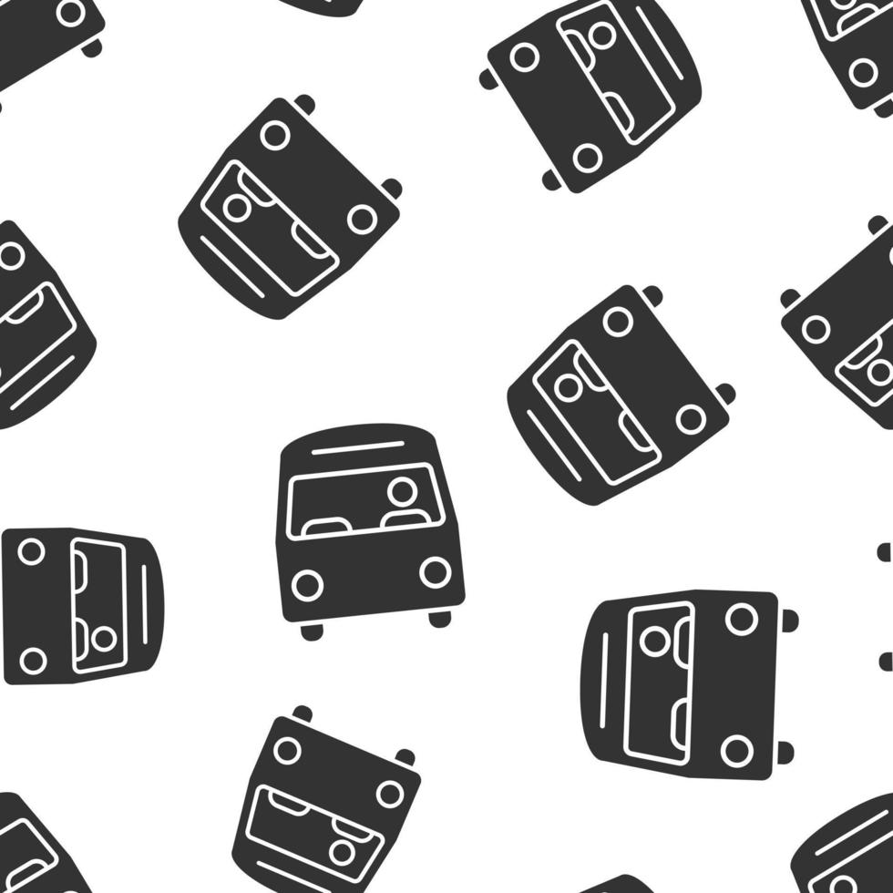Bus icon in flat style. Coach vector illustration on white isolated background. Autobus vehicle seamless pattern business concept.