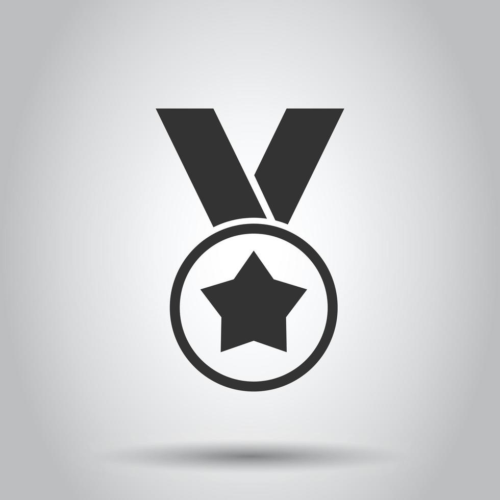 Medal icon in flat style. Prize sign vector illustration on white