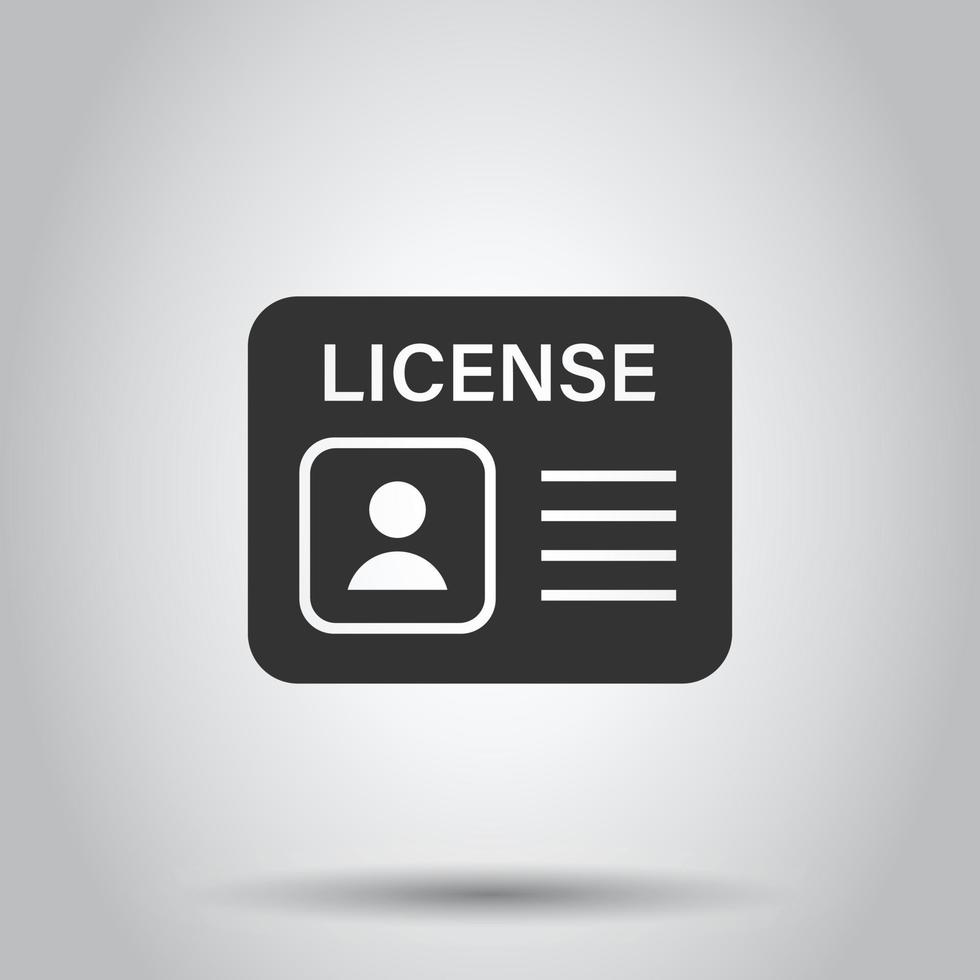 icono de licencia de conducir en estilo plano. Ilustración de vector de tarjeta de identificación sobre fondo blanco aislado. concepto de negocio de identidad.