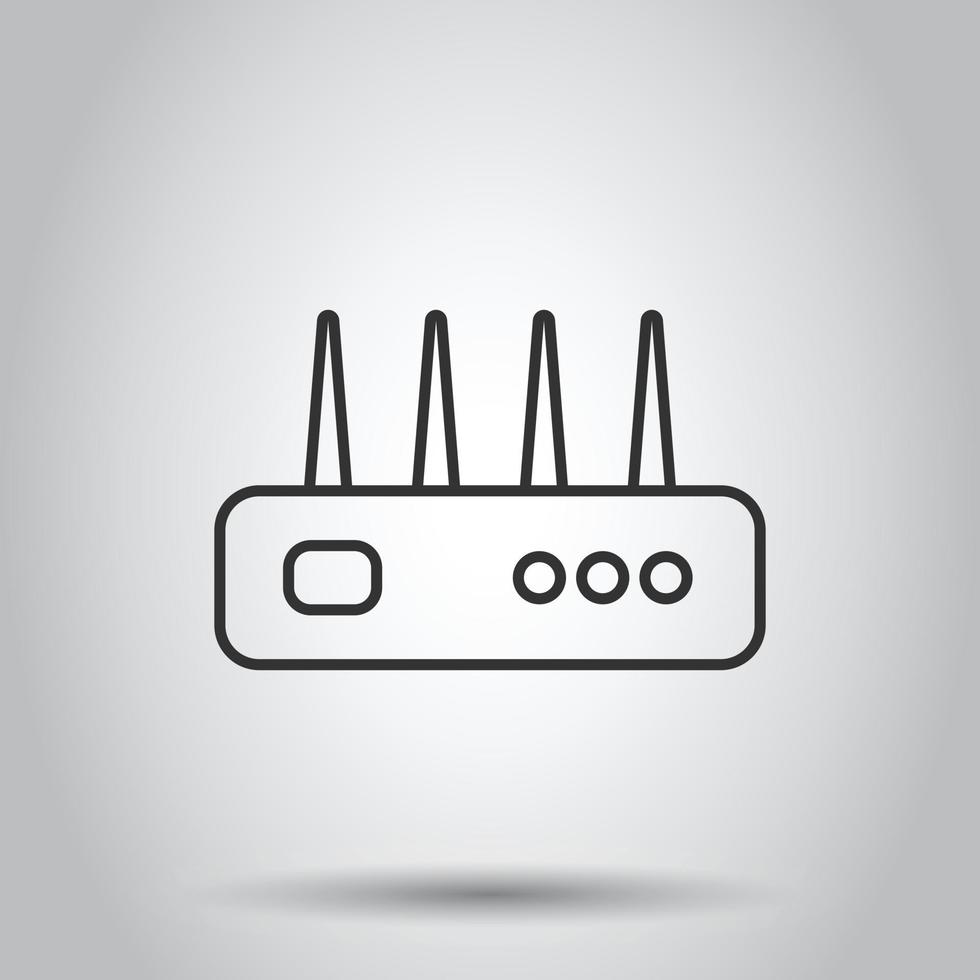 Wifi router icon in flat style. Broadband vector illustration on white isolated background. Internet connection business concept.